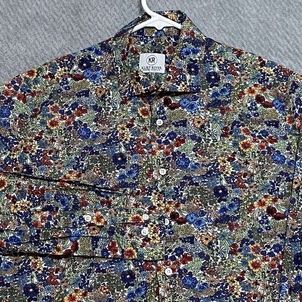 KURT RIVER Floral Shirt Mens L Bushwick Spread Long Sleeve Discover The Details